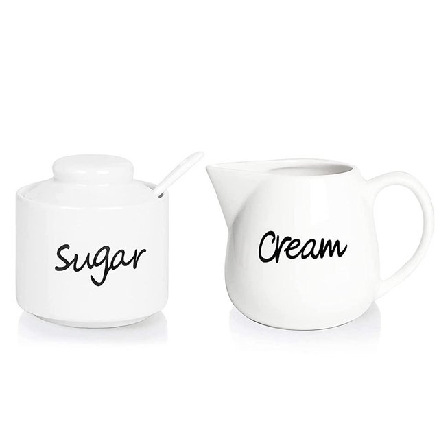 ONTUBE Porcelain Sugar and Creamer Set of 3,White