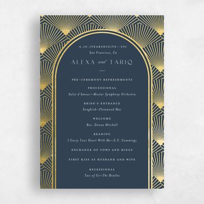 Grayed Navy, Blue Wedding Program - Hayden Foil