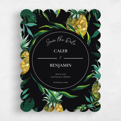 Black Scalloped Wedding Save the Date - Cartago Classic