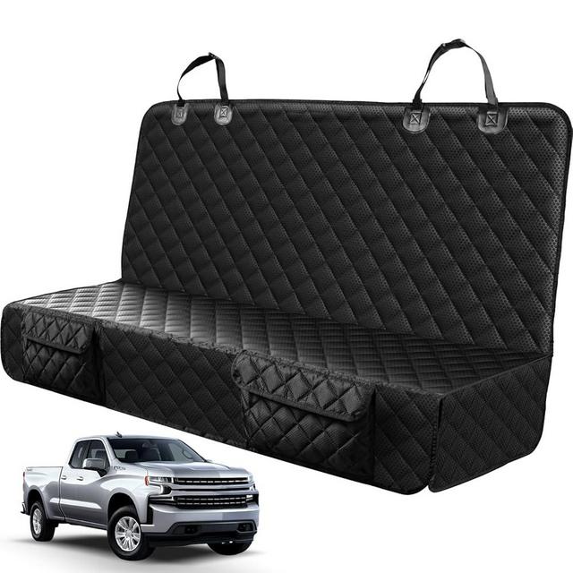 PETICON Dog Car Seat Covers for Ford f150/Ram1500/Nissan Frontier/Toyota Tacoma/GMC Canyon/Silverado, Waterproof Pet Back Seat Cover for Trucks, Scratchproof Nonslip Durable Rear Seat Cover for Dogs