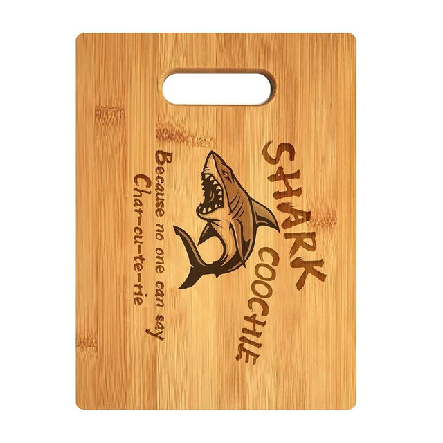 Shark Charcuterie Board,Laser Engraved Bamboo Cutting Board,Funny Charcuterie Board for Meat and Cheese (A, 11‘’)