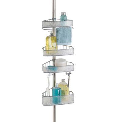 iDesign® Rain Tension Corner Shower Caddy in Silver