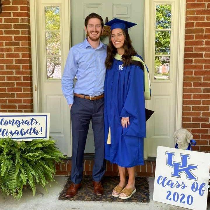 Lizzie's 2020 grad school graduation from home.