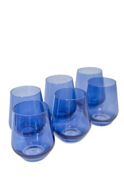 Stemless cobalt wine glasses