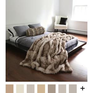 Best Home Fashion Faux Fur Throw - Full Blanket - Champagne Fox - 58"W x 84"L - (1 Throw)