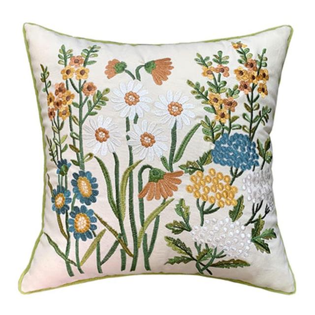 Fab Day Embroidered Pillow Covers Square Home Decor Cushion Sofa Couch Outdoor Pillow Cases 18"x18" Green Piped Edge