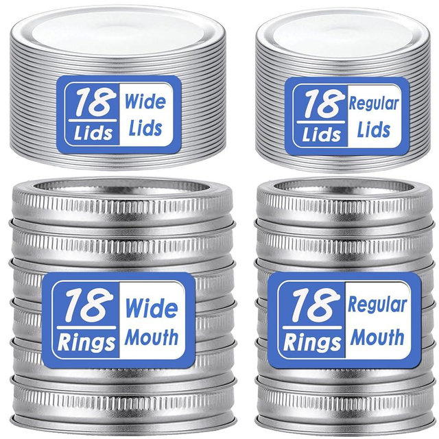 72 Pcs/36 Sets Wide Mouth Canning Lids with Rings Fits Ball, Kerr & More, Premium Mason Jar Lids with Rings for Regular Mouth Ball, Kerr Jars - Food Grade Material