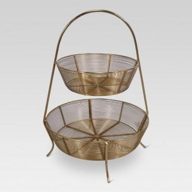 2-Tier Gold Plated Wire Basket - Threshold™
