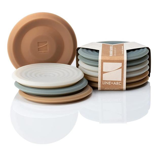 The Degrē Coasters XL (Joshua Tree, Set of 6) by LINE+ARC. 10mm Thick, Dishwasher Safe, Stain-Resistant, Outdoor, Coffee Table, Silicone, Modern, Mid Century, Drink, Non-Absorbent, Housewarming Gift