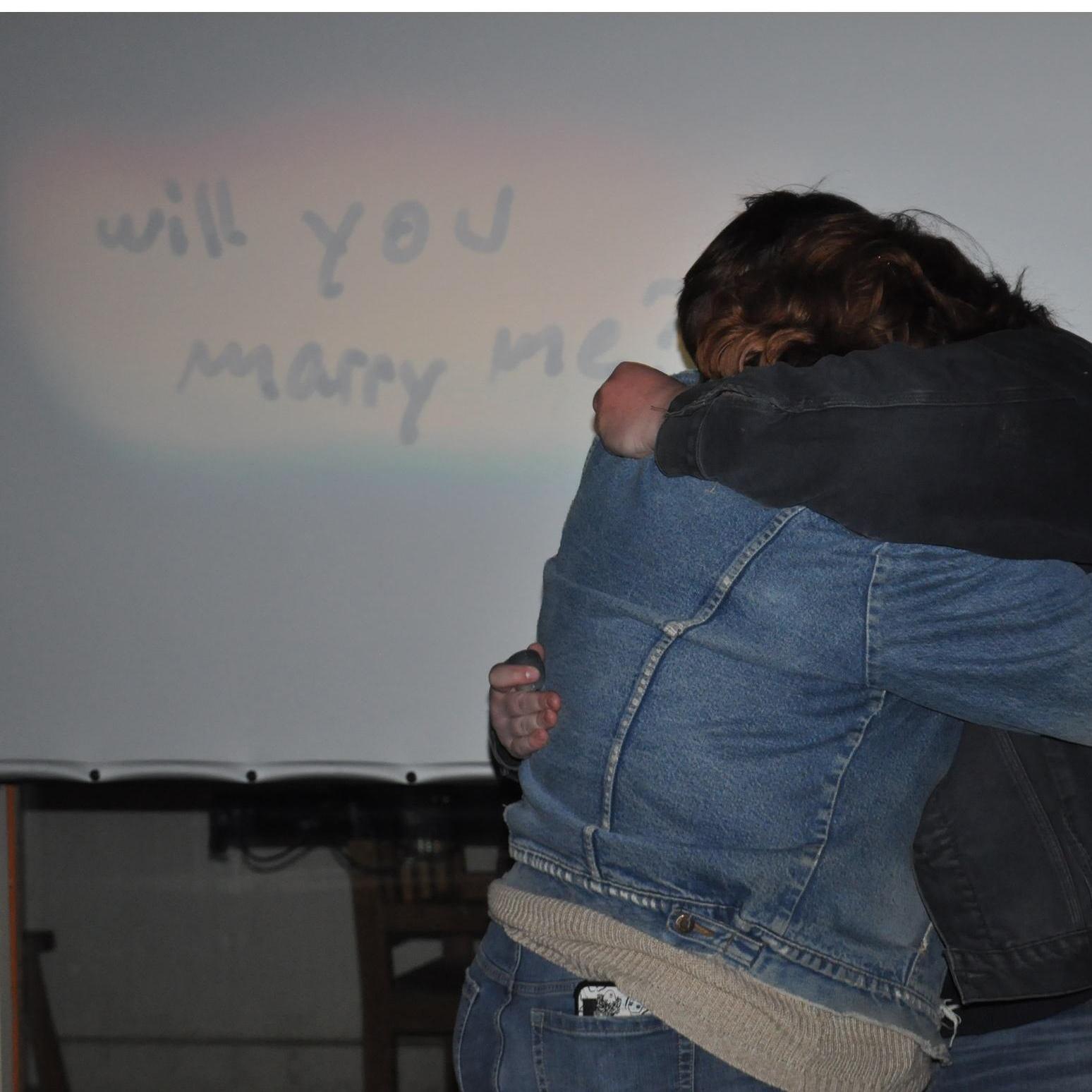 Quentin proposed to Maryellen in January of 2021. They used a vintage slide projector and gathered family for the special event. It began to snow just after Quentin got down on one knee