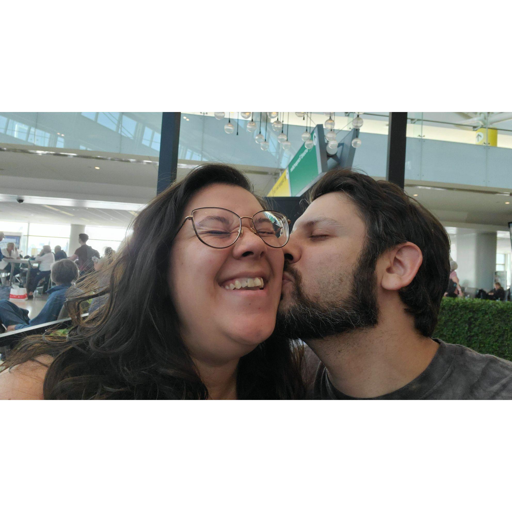 Being silly at the airport.