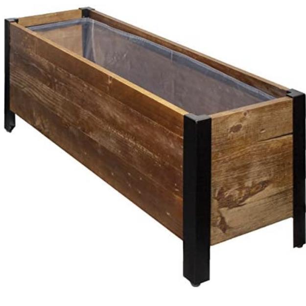 Amazon Basics Recycled Wood Deck Hanging Planter - 2-Pack, 18.9" x 7.87" x 7.5"