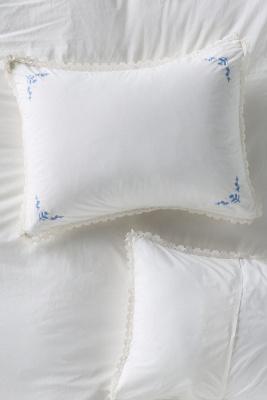 Leslie Cotton Percale Floral Embroidered Lace Duvet
