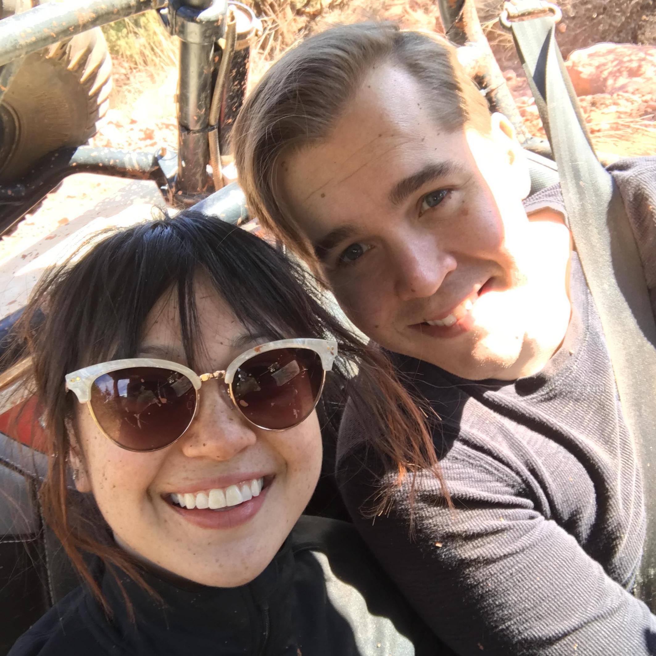 In Sedona getting muddy riding around in the ATV.