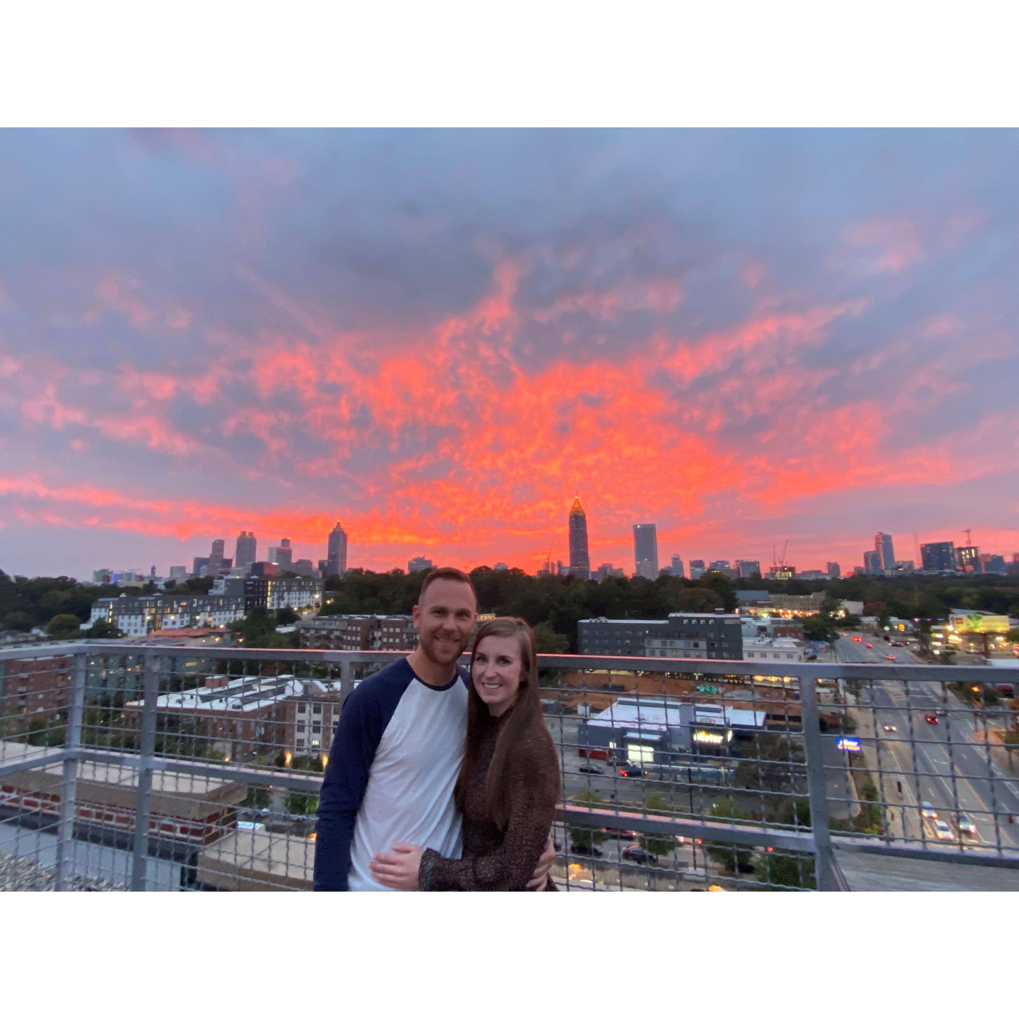 Sunset dinner at an Atlanta rooftop restaurant