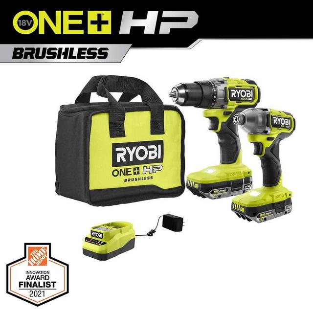 ONE+ HP 18V Brushless Cordless 1/2 in. Drill/Driver and Impact Driver Kit w/(2) 2.0 Ah Batteries, Charger, and Bag