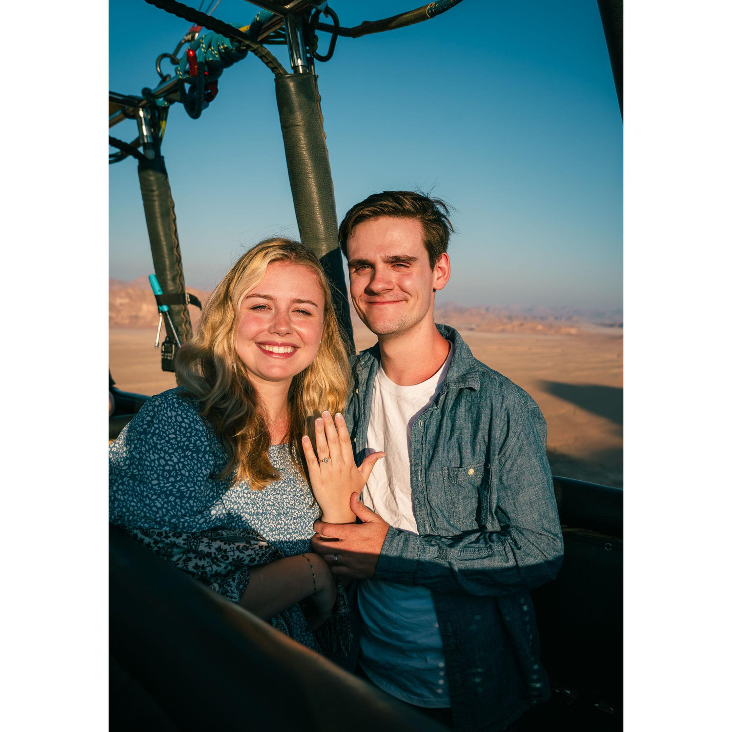 Our engagement in a hot air balloon at 5 am in Jordan!