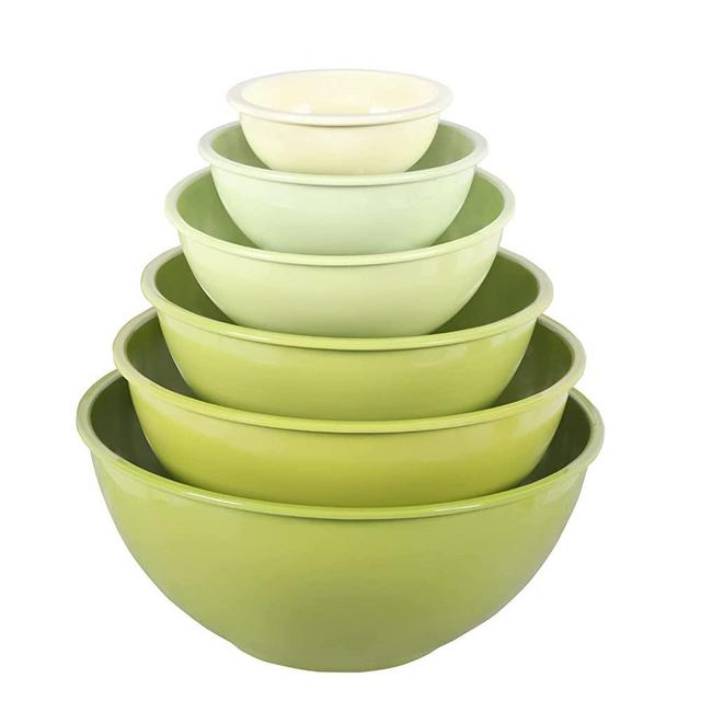 Melamine Mixing Bowls with Lids - 12 Piece Nesting Bowls Set 6 Bowls and 6 Lids, Mixing Bowl Set (Green Ombre)…