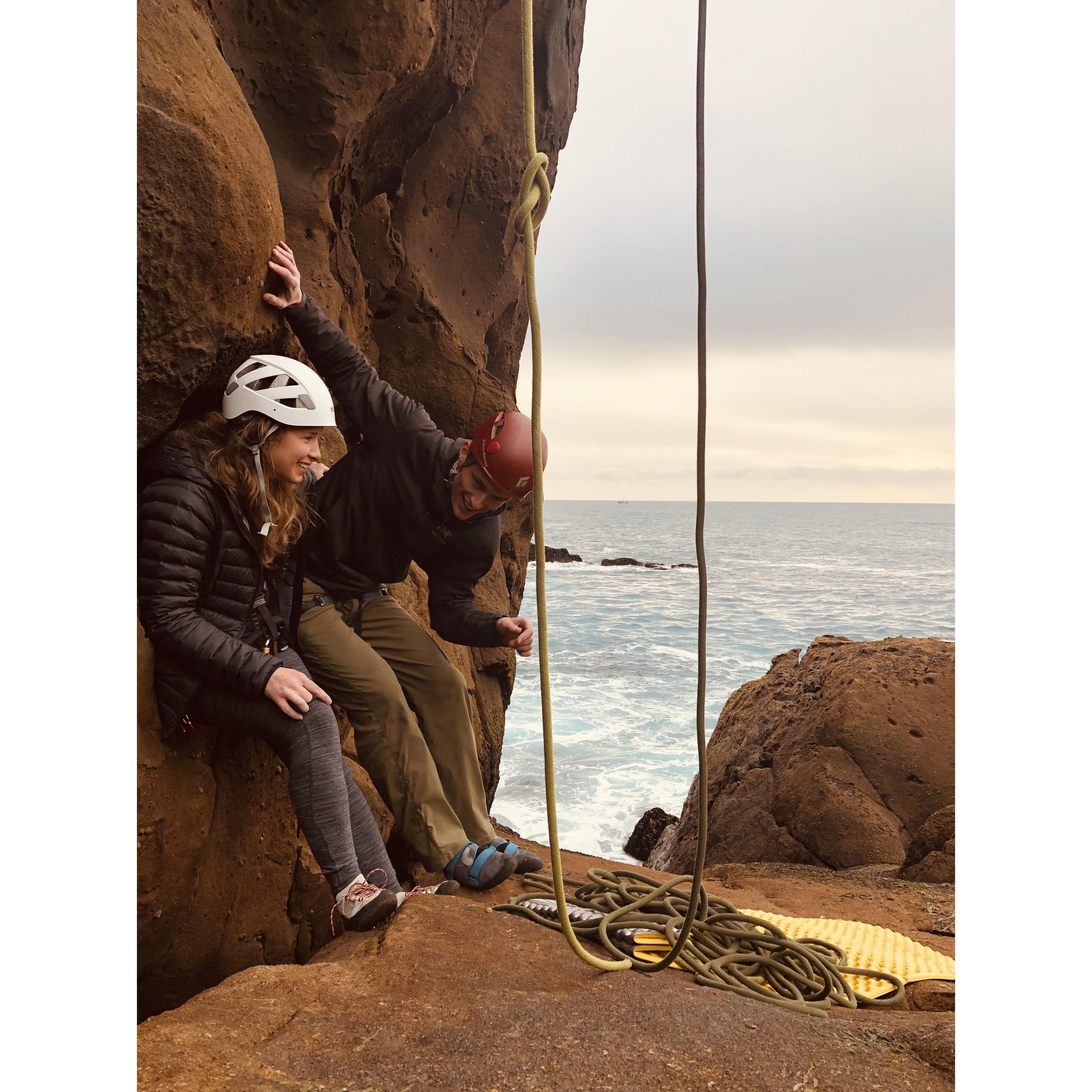 First climbing trip together at Salt Point State Park right before we started dating in Oakland!