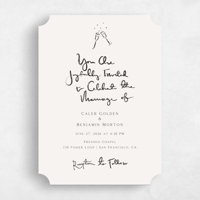 Beige Ticket Wedding Invitation - Dunluce Classic