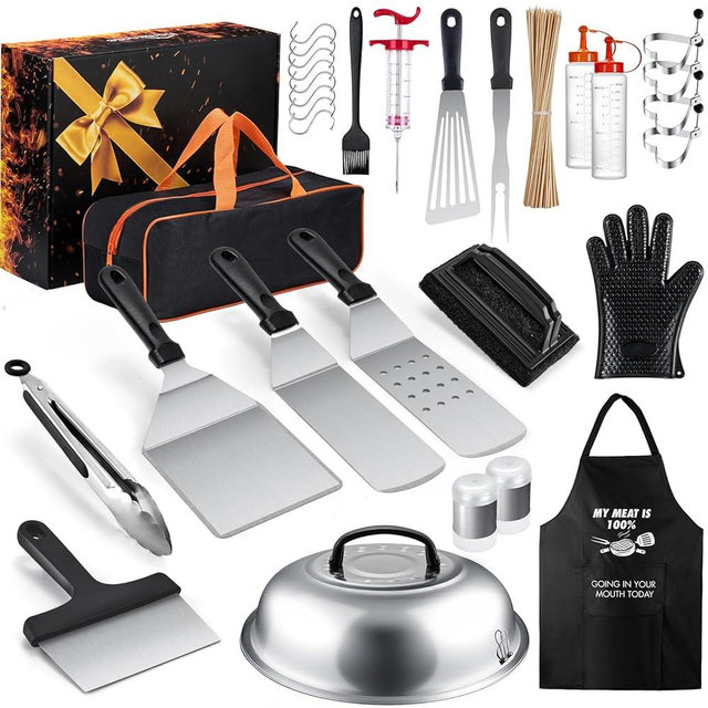 HOMENOTE Griddle Accessories Kit, 131 Pcs Flat Top Griddle Accessories for Blackstone, Heavy Duty Griddle Tool Kit with Burger Spatula, Melting Dome, Griddle Scraper for Outdoor Grilling