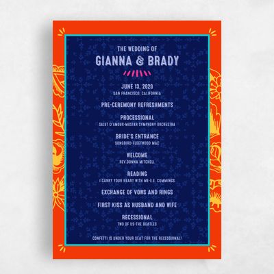 Navy, Blue Wedding Program - Rios