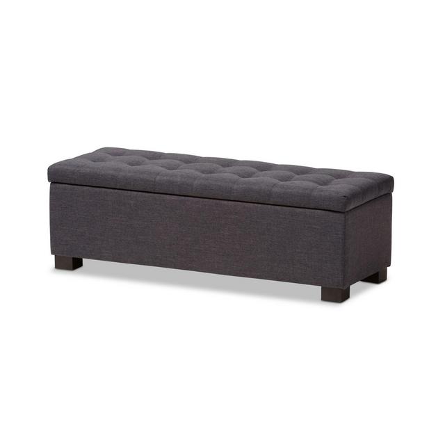Roanoke Upholstered Grid-Tufted Ottoman in Dark Grey