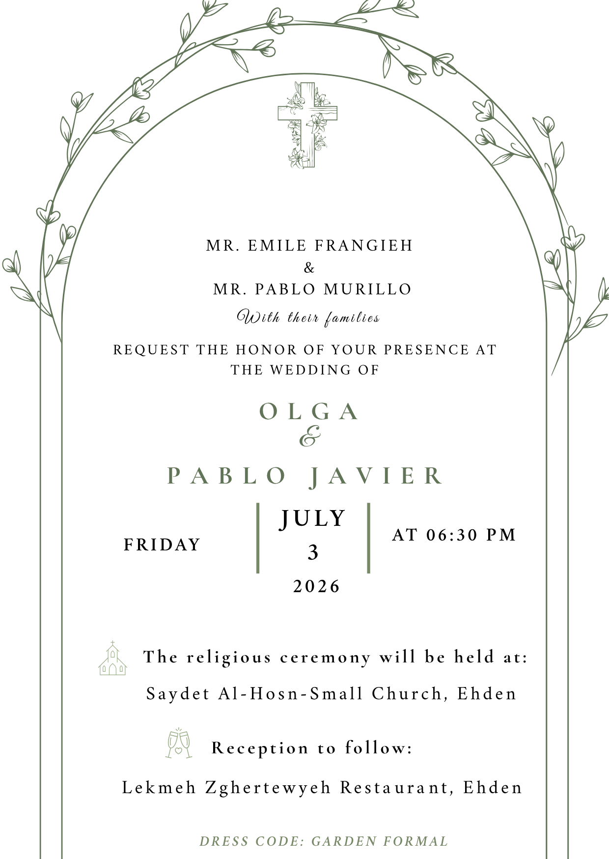 The Wedding Website of Pablo Javier Murillo and Olga Frangieh