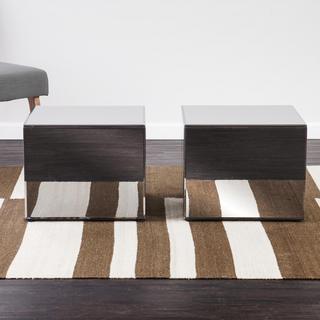 Echo Smoky Mirrored Side Tables, Set of 2