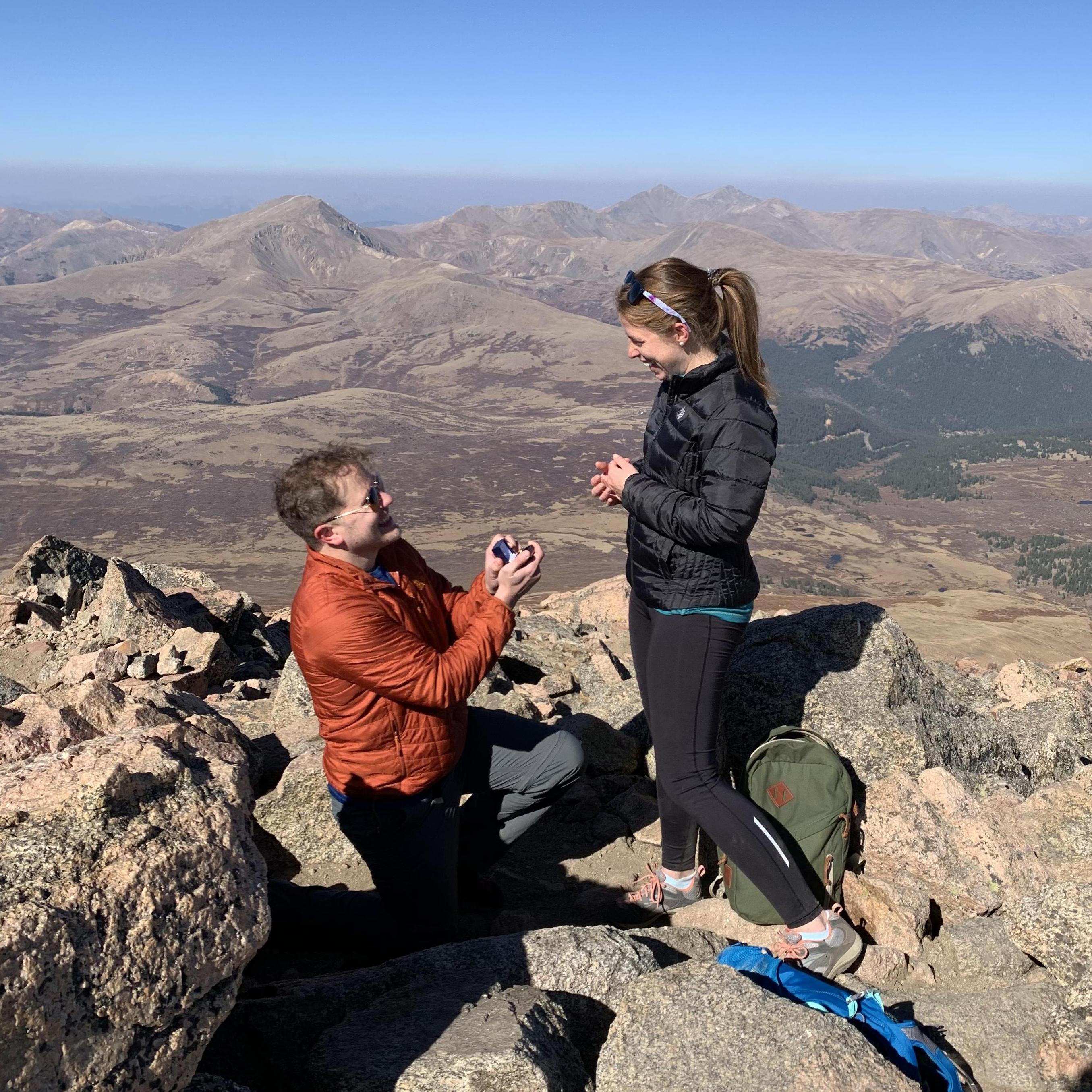 Gary proposed on the top of Mt. Bierstadt in Colorado!