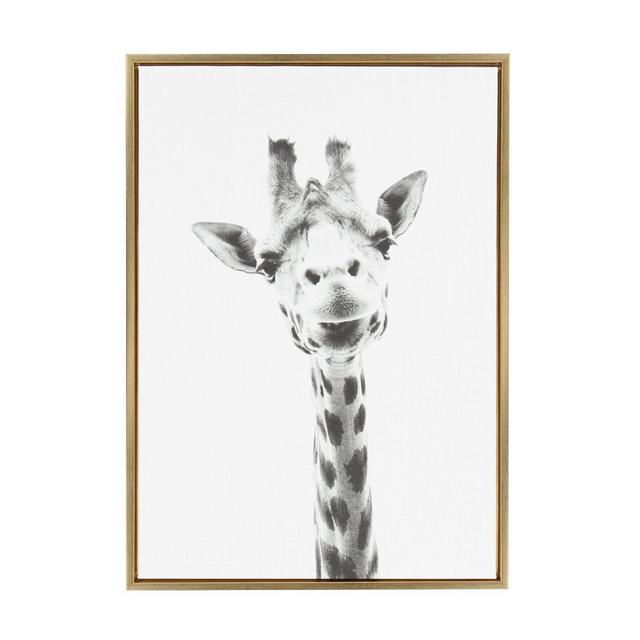 23" x 33" Sylvie Giraffe Framed Canvas by Simon Te Tai Gold - Kate and Laurel