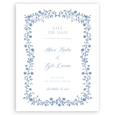 Denim Blue Wedding Digital Save the Date - Ysabeau Portrait