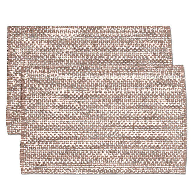 Sweet Home Collection 100% Cotton Placemats for Dining Room Rectangle Two Tone Woven Fabric 13" x 19" Soft Durable Table Mat Set, Set of 4, Taupe