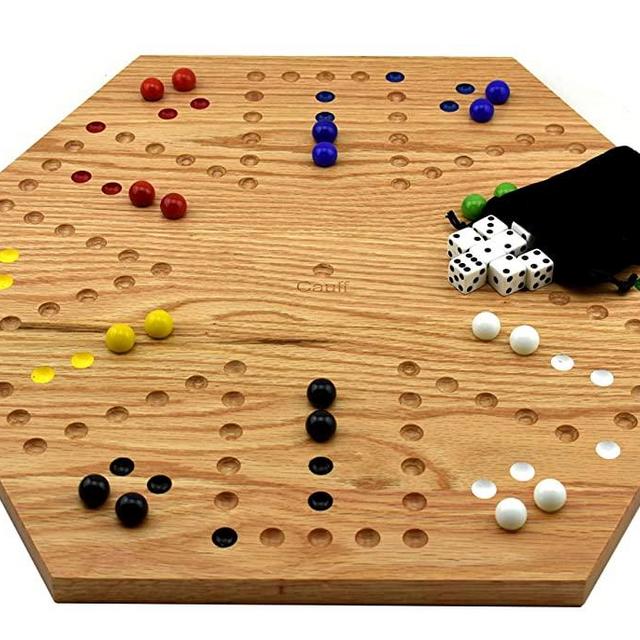 Solid Oak Double Sided Aggravation Marble Board Game Hand Painted 16 inch by Cauff