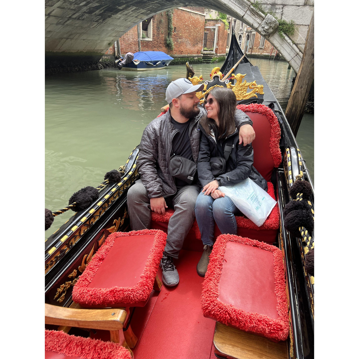 Jon proposed in Venice, Italy! Though, not in the boat - engagement rings and bodies of water don't mix well.