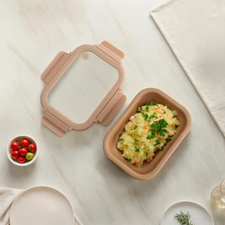 Stoneware Container with Glass Lid, Set of 2