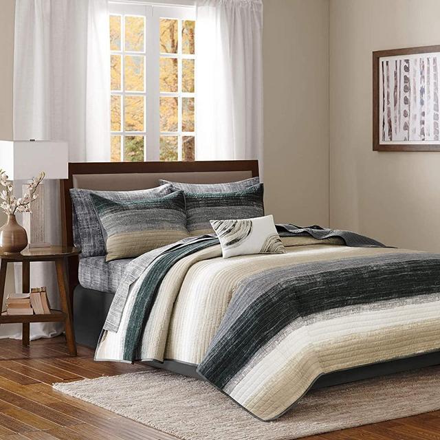 Madison Park MPE13-170 Essentials Saben Complete Coverlet and Sheet Set Queen Taupe