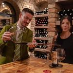 wine tasting in medieval cellar