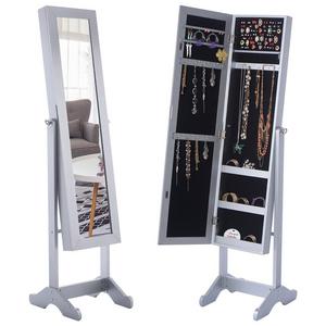 Giantex Mirrored Jewelry Cabinet Armoire with Stand Mirrored Organizer Storage Box Ring