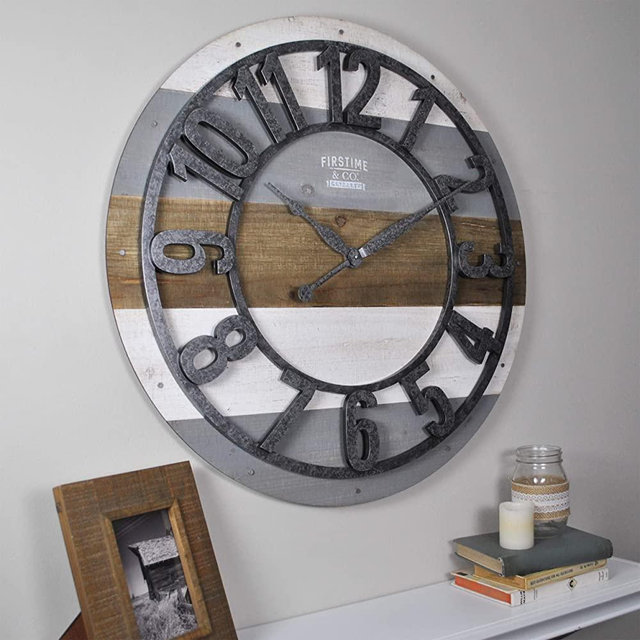 FirsTime & Co. Shabby Planks Wall Clock, 27", Rustic Gray