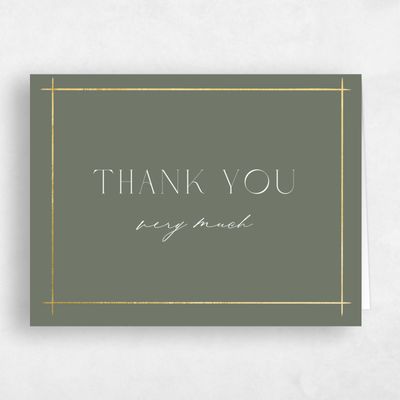 Dark Sage, Green Wedding Thank You - Mecca Landscape Foil