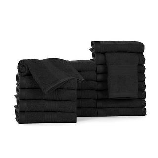 Pure Cotton 600GSM Face Cloths 12X12 Inch by Ample Decor - 20 Pcs - Black