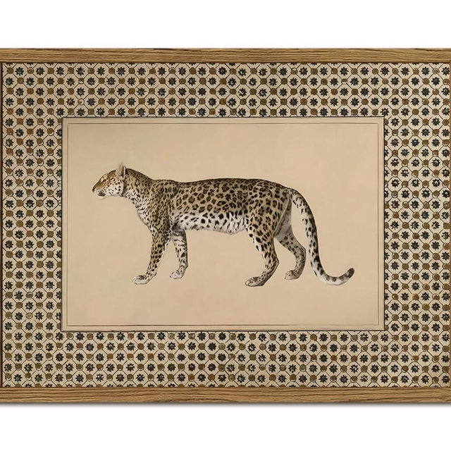 Vintage Leopard Wall Art Cheetah Safari Wall Decor Paintings, Wildlife Animal Poster Canvas Prints Aesthetic for Living Room Bedroom 12x16 inch Wood Framed