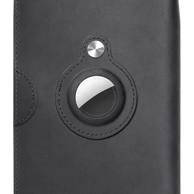 XGUO Genuine Leather Passport Holder with AirTag Slot, RFID Blocking Passport Holder for Travel Women & Men, Slim Passport Cover Travel Wallet Essential for Business Travel, Airport Security (Black)