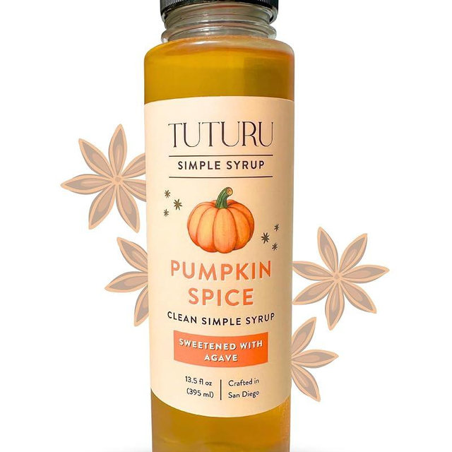 Pumpkin Spice Agave Simple Syrup for Coffee, Cocktails, Matcha - Sweetened with Agave Nectar - Infused with Real Pumpkin Spices - 13.5 oz