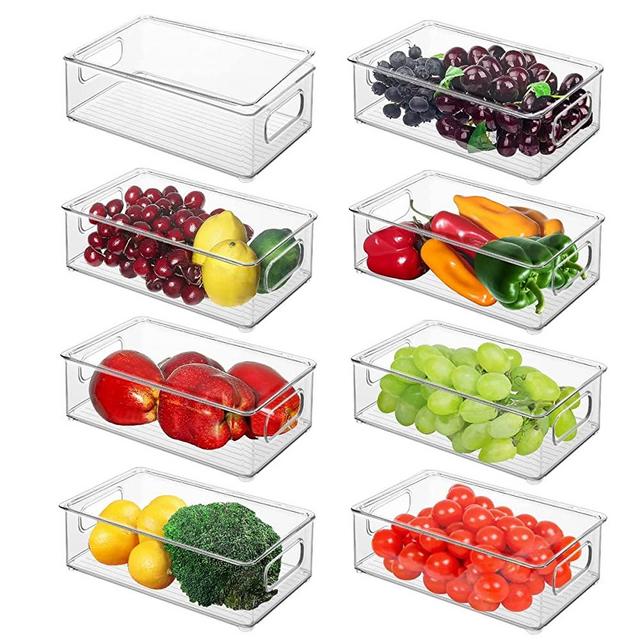 WAVELUX Produce Saver Containers for Refrigerator, Food Fruit Vegetables  Storage, 3 Pcs Stackable Freezer Fridge Organizer, Fresh Keeper Drawer Bin  Basket with Vented Lids & Removable Drain Tray 