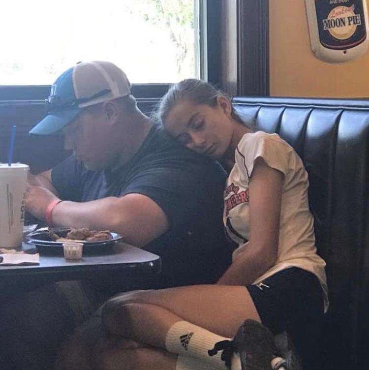 After a long morning of volleyball