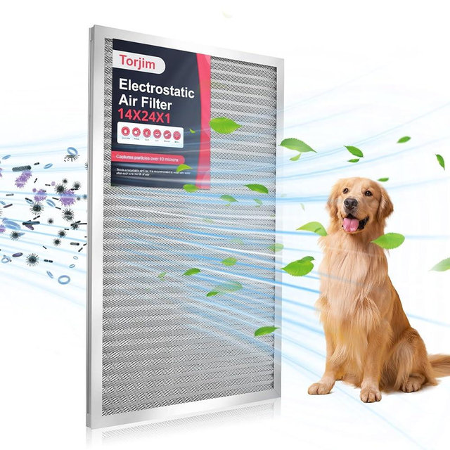 Torjim 14x24x1 Air Filter-MERV8, Washable & Reusable Electrostatic Air Filter, AC/HVAC Furnace Filter, Permanent Air Filter, Breathe Fresher, Easy Install