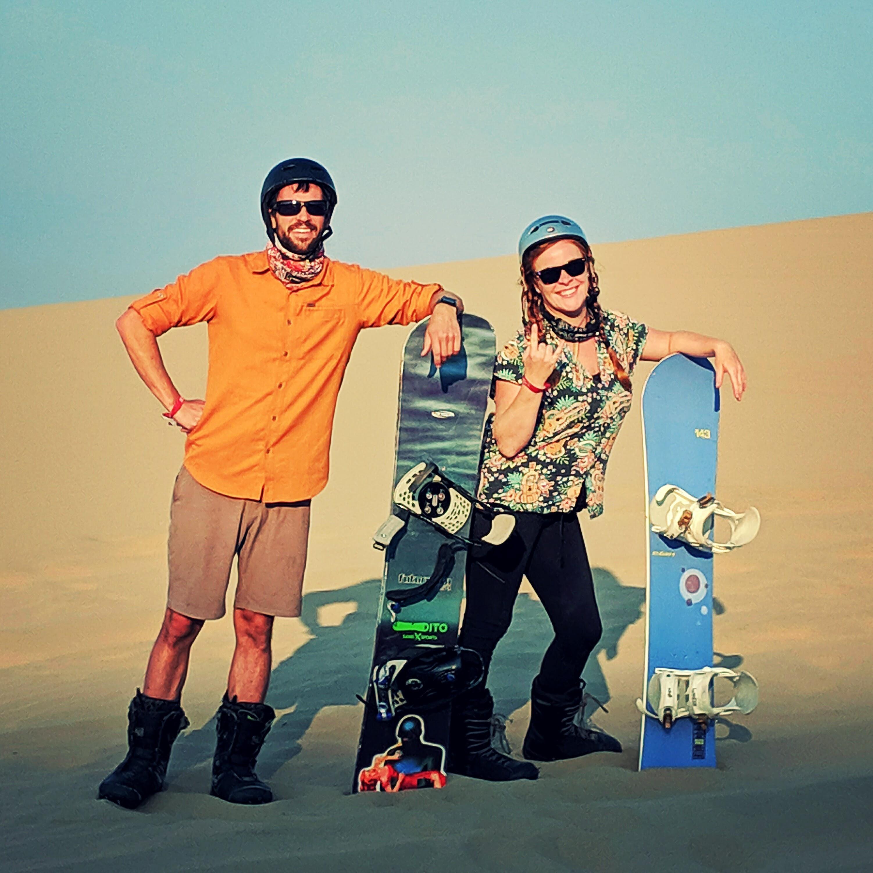 Sandboarding in Huacachina, Peru, a desert oasis