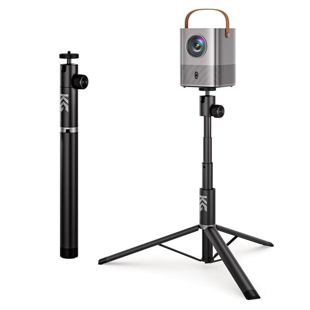 KraftGeek Portable Projector Stand for Outside, 32" Adjustable Projector Stand Tripod for Home & Outdoor Movie Night, with 1/4" Screw Adapter, 360 ° Rotation Ball Head